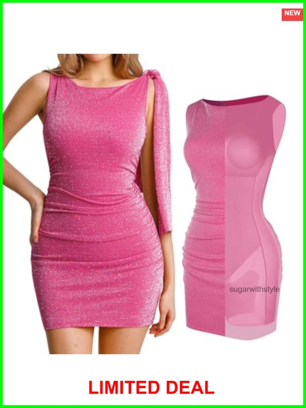 Multi-Way Shapewear Sequin Boat Neck Mini Bodycon Club Dress